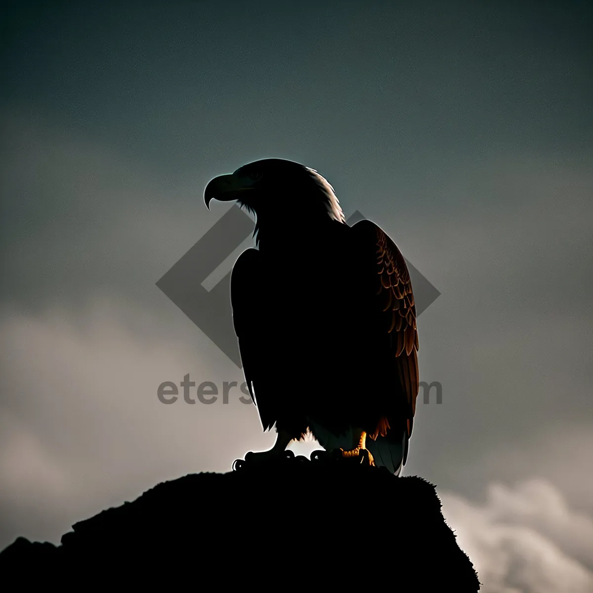 Picture of Wildlife predator soaring with powerful black wings - Auk