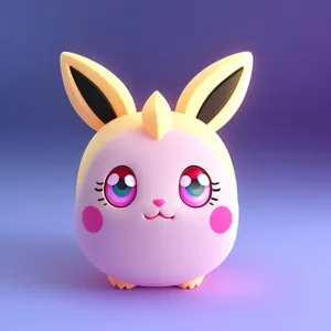 Pink Piggy Bank with Bunny and Rabbit Cartoon Characters