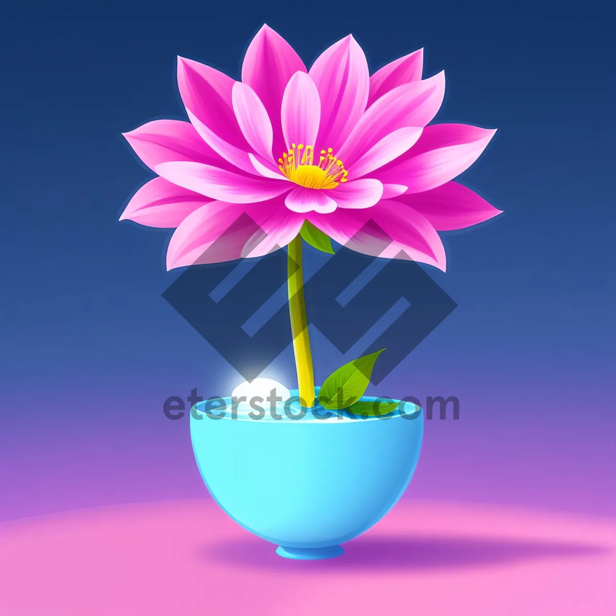 Picture of Shiny Pink Lotus Icon with Floral Design