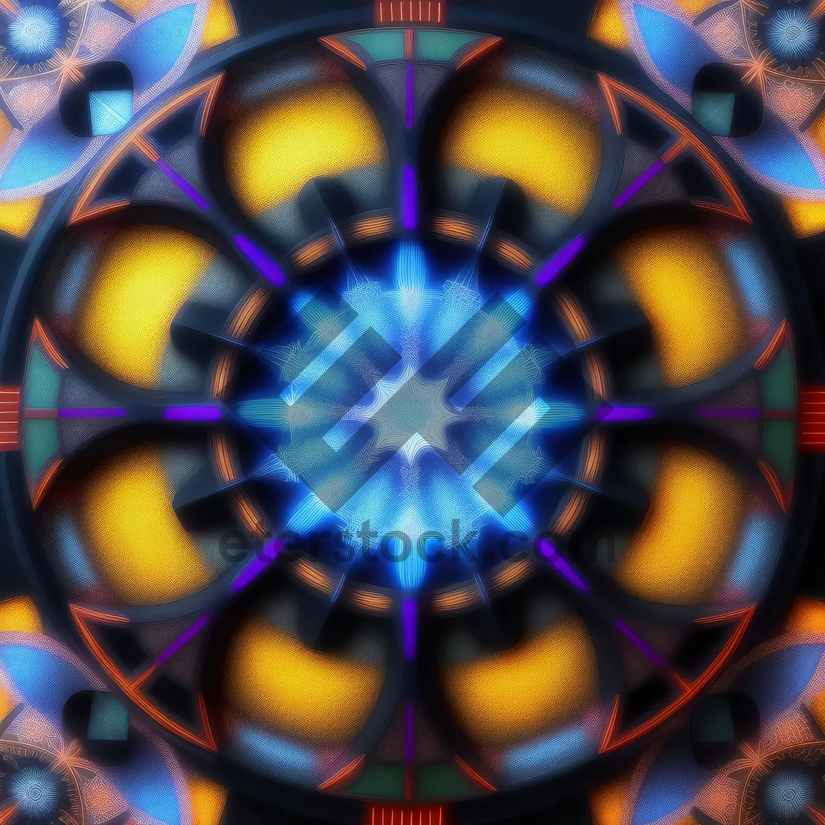 Picture of Vibrant Kaleidoscope Mosaic: Healing Design with Abstract Fractal Patterns