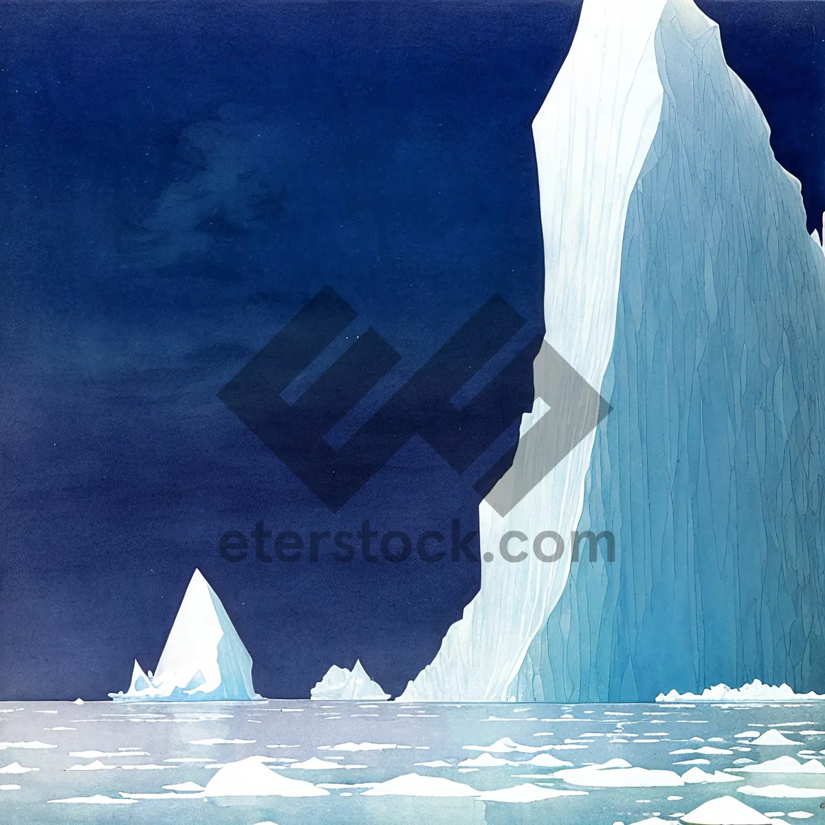 Picture of Arctic Winter Wonderland: Majestic Glacier Amidst Frozen Waters