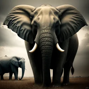 Wild Safari Elephant With Majestic Tusks