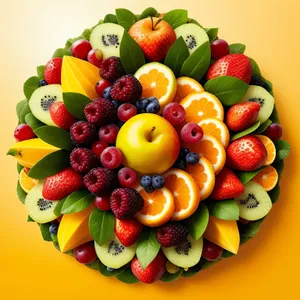 Fresh Summer Fruit Bouquet: Strawberry, Apple, Banana, Orange, Peach, Kiwi, Grapes.