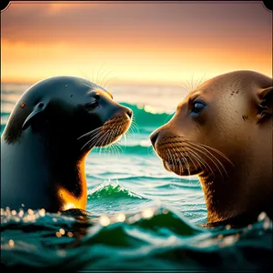 Playful Sea Lion Diving in Ocean