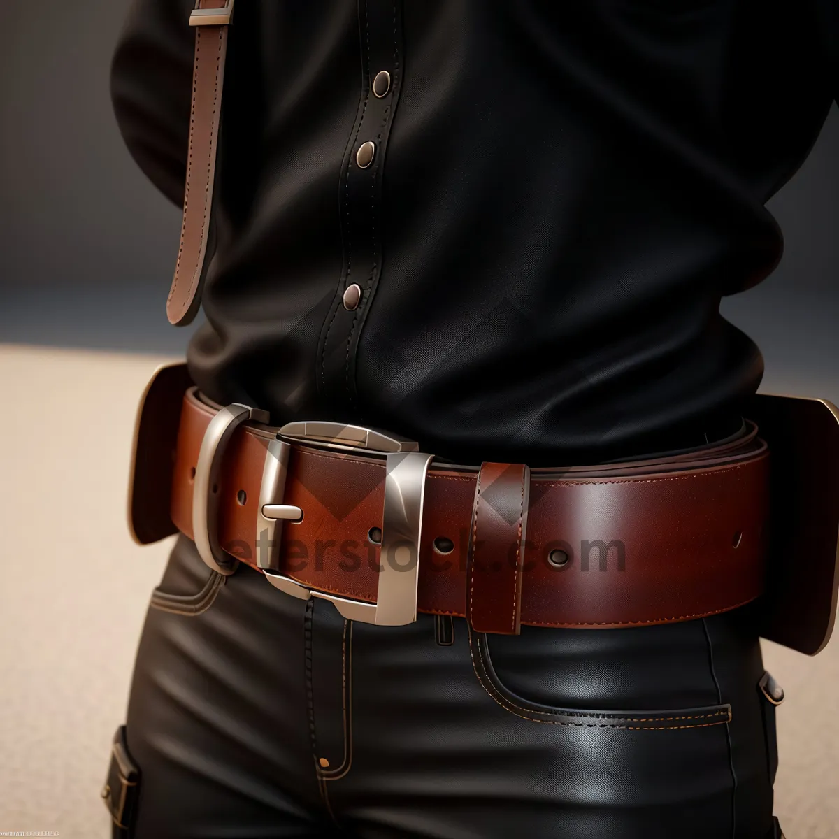 Picture of Black Leather Business Holster with Buckle Sheath
