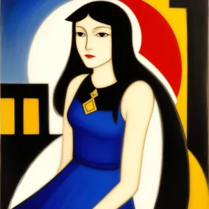 Fashion model with sexy hair in artistic cartoon style.