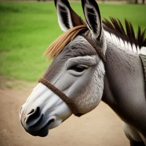 Brown Stallion with Bridle Restraint