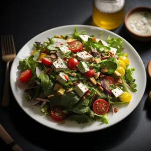Fresh and Healthy Vegetable Salad Plate