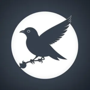 Moonlight Silhouette: Artistic Graphic Design Icon with Wing Symbol