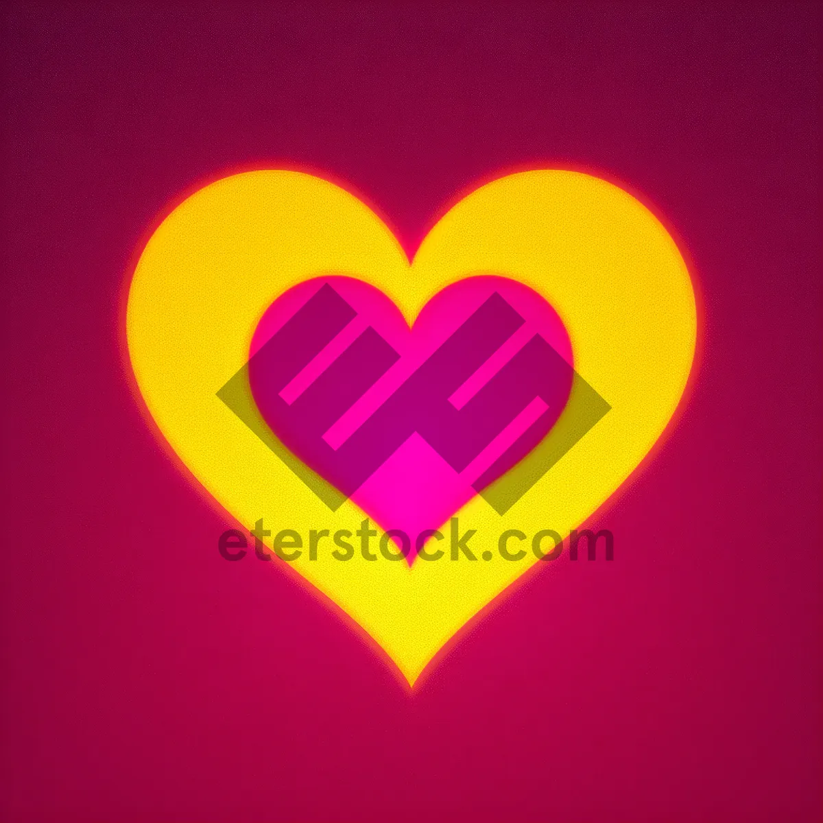 Picture of Orange Heart Design Icon with Symbolic Love Sign