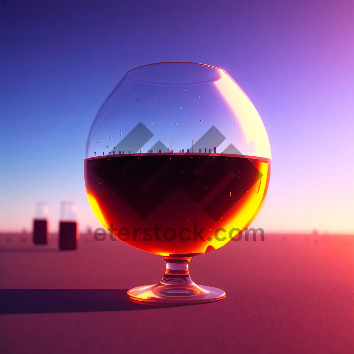 Picture of Red Wine Celebration in Transparent Wineglass at a Party