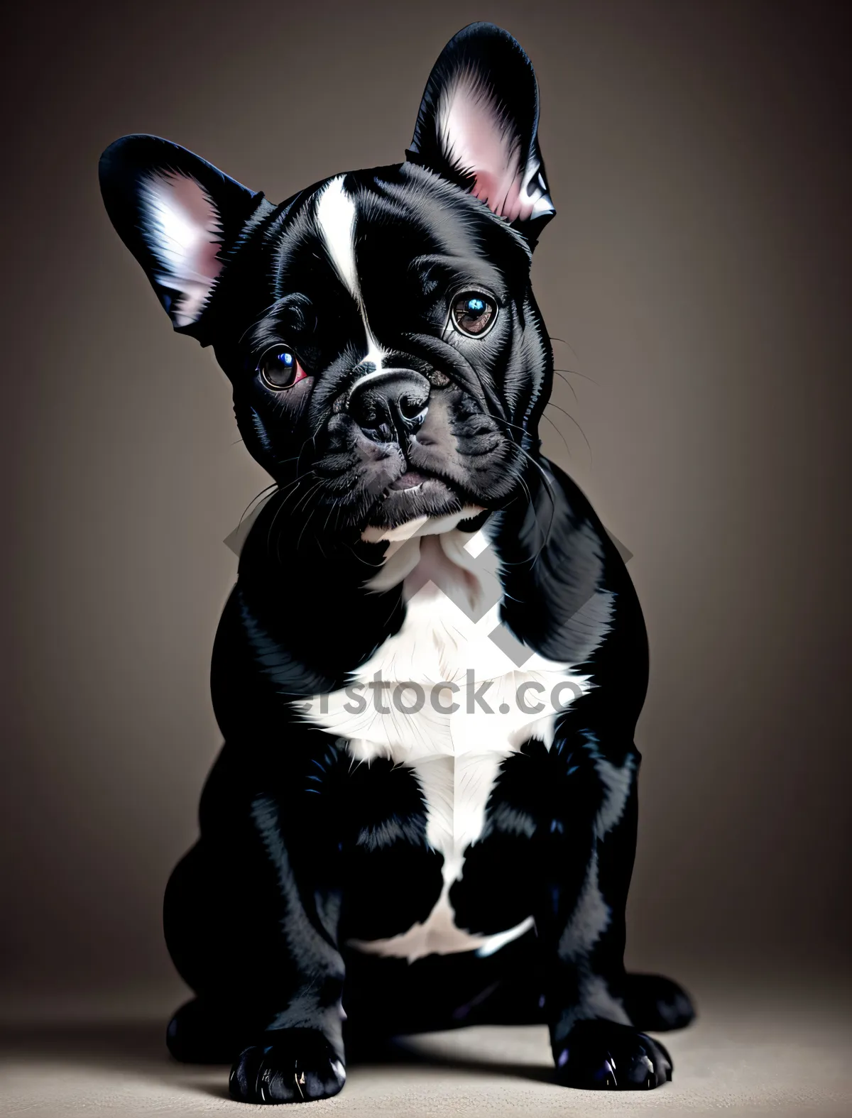 Picture of Adorable black Bulldog portrait - Purebred canine cuteness!