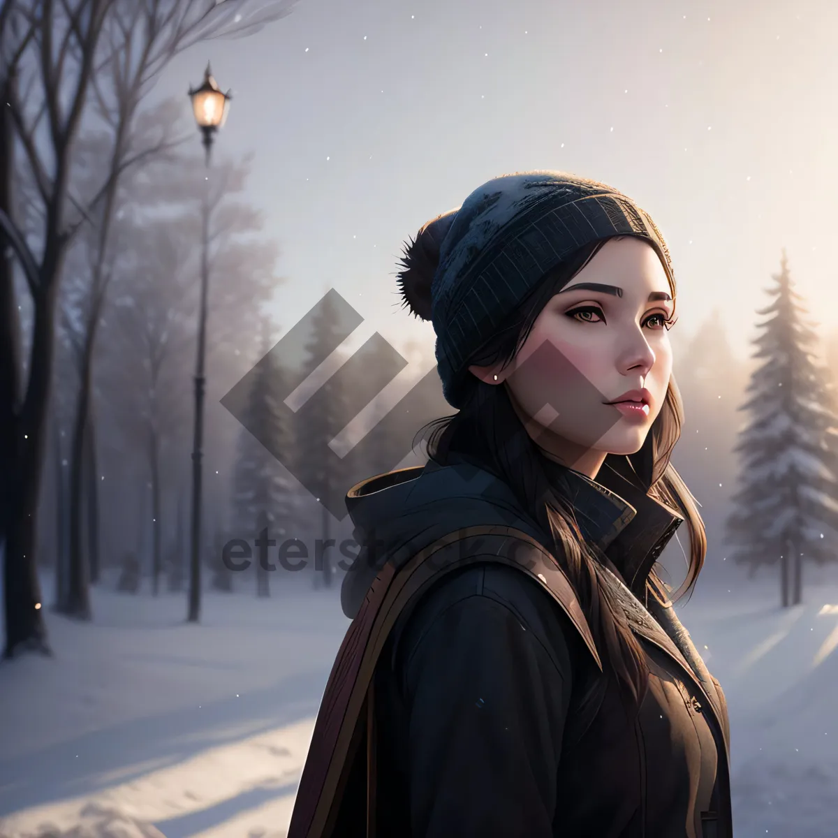 Picture of Winter Wonderland: Adventurous Traveler Embracing the Snowy Landscape