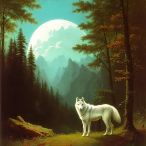 Canine Wild Wolf in Dense Forest