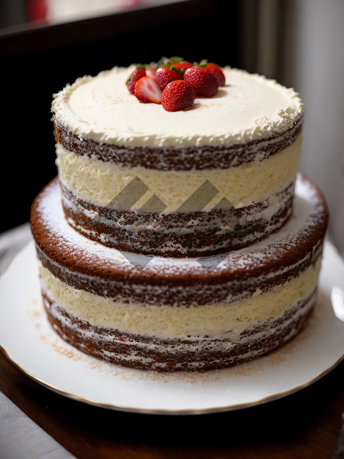 Picture of Delicious Fruit Cake with Creamy Vanilla Frosting.