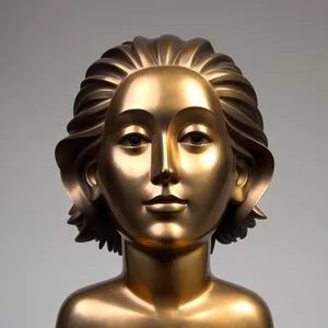 Fashionable Masked Portrait - A Bronze Sculpture of a Person with Artistic Eye-Focused Disguise