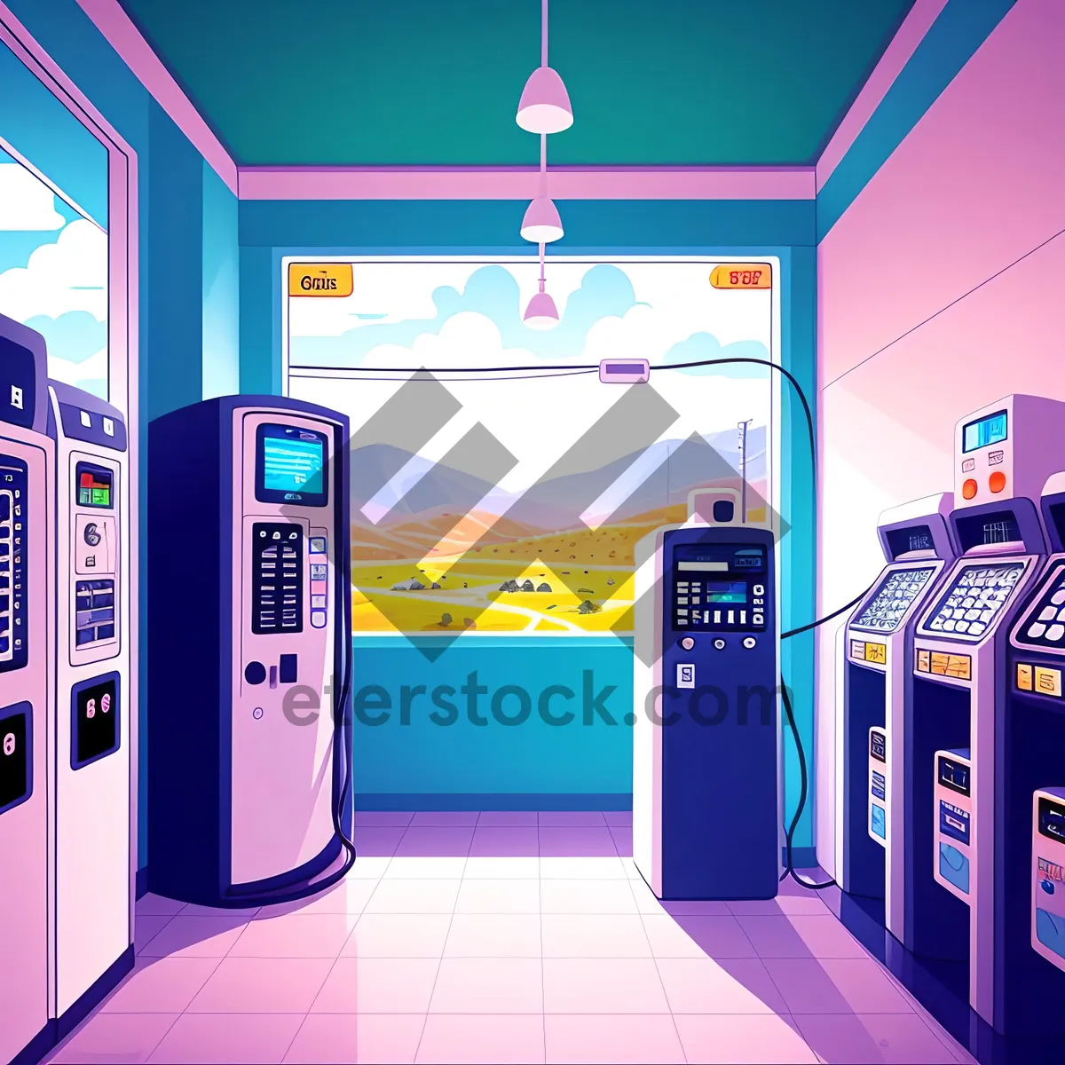 Picture of Modern 3D Vending Machine Inside Bank
