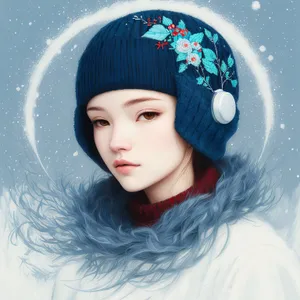 Joyful Winter Hat Fashion Model with Attractive Smile