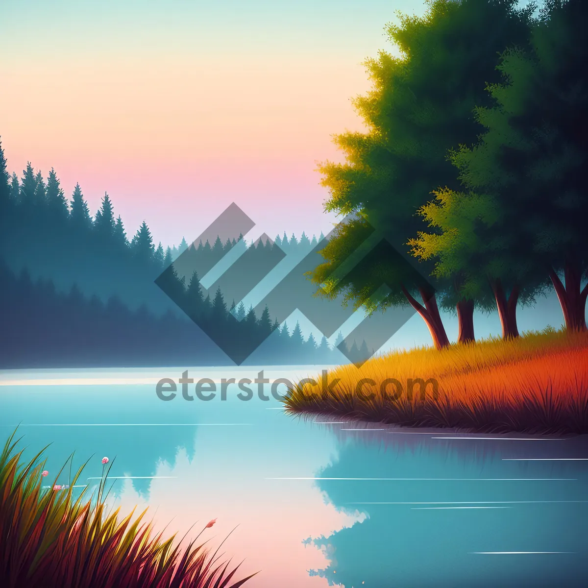 Picture of Serene Beach Sunset with Palm Silhouette