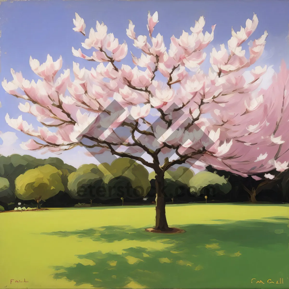 Picture of Spring Blossoms: Magnolia Tree in a Garden