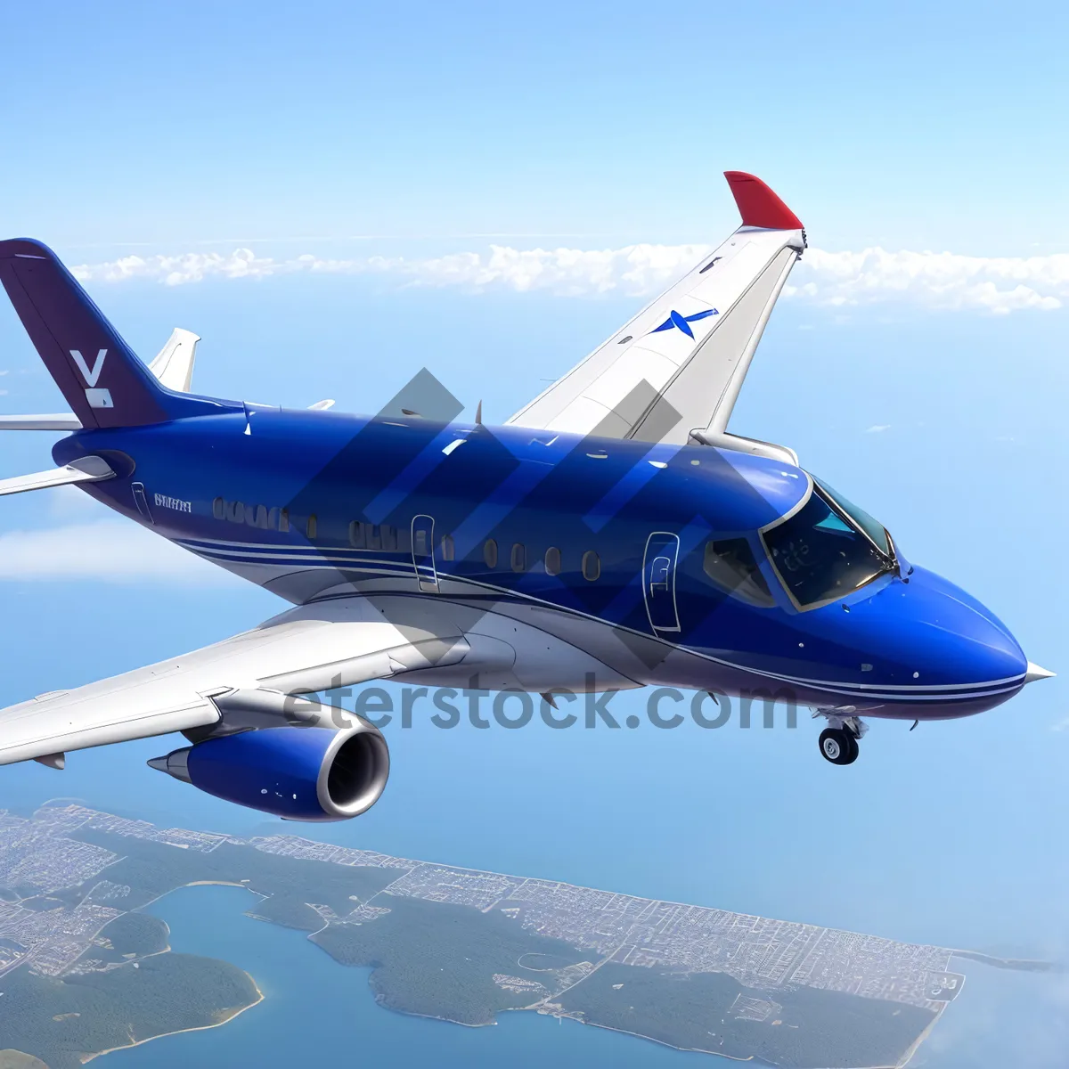 Picture of Sky-bound traveler: Airline jet taking off.