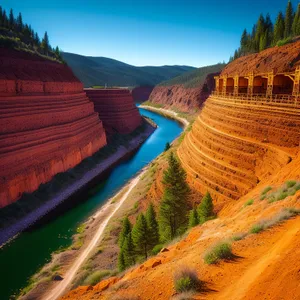 Majestic Mountain Canyon Landscape with River