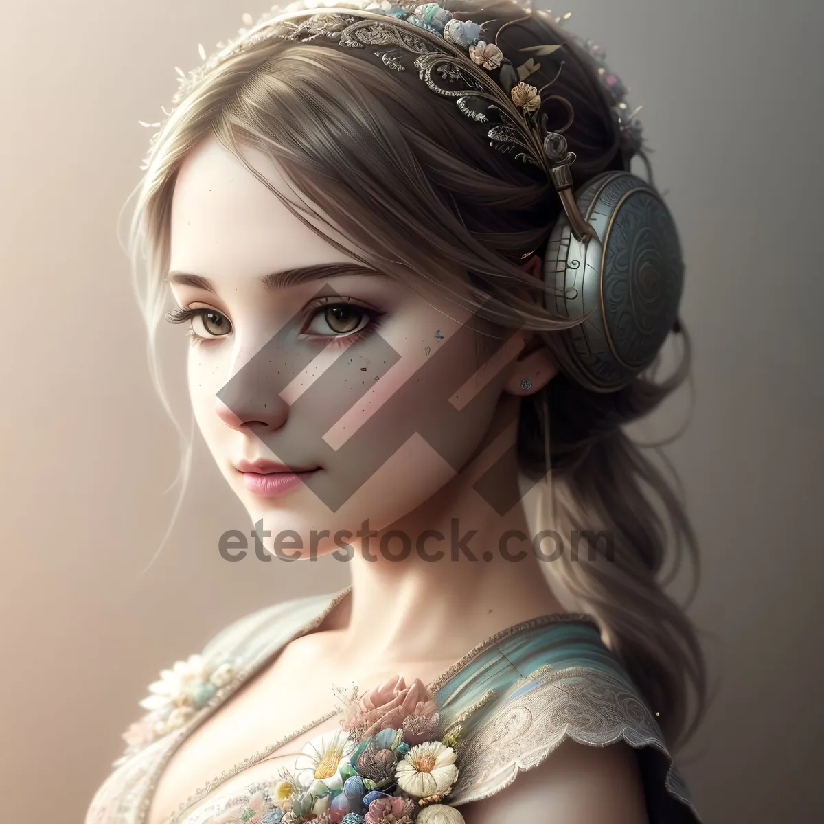 Picture of Stylish Princess with Beautiful Hair and Crown