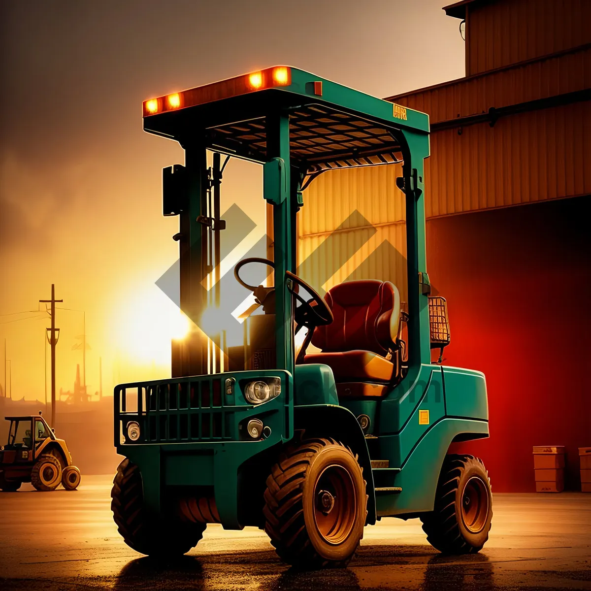 Picture of Industrial Heavy Machinery: Forklift Truck for Construction Work