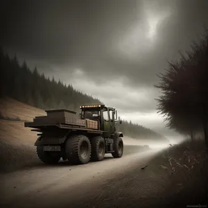 Snowplow in Action: Heavy-duty Vehicle Clearing a Rural Road