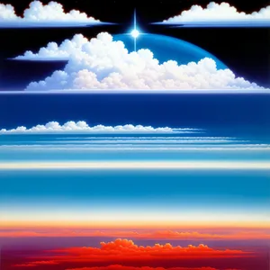 Summer Seascape with Clear Blue Sky and Sun Reflection on Ocean
