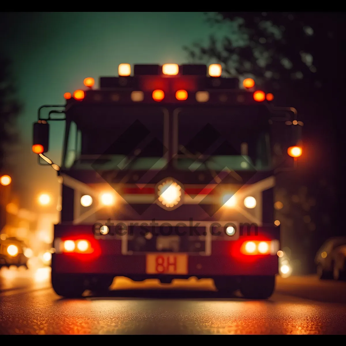 Picture of Urban Night Travel: City Lights and Emergency Vehicles