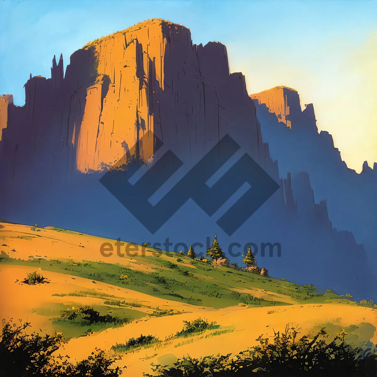 Picture of Golden Sunset Over Desert Canyon