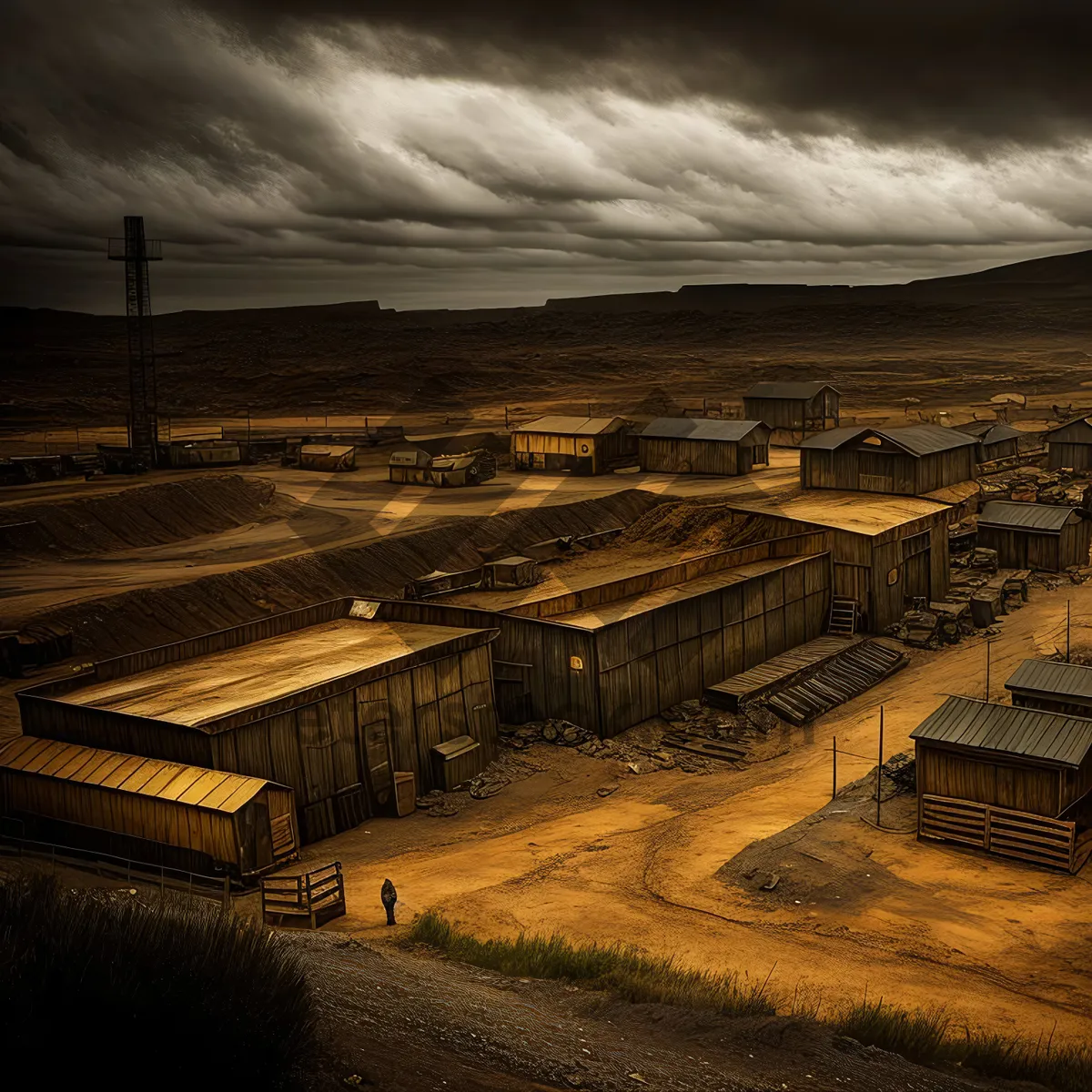 Picture of Urban Skyline Journey: Freight Car Speeding through City