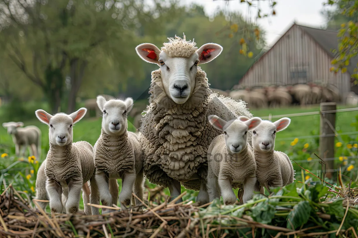 Picture of Rural Farm Life: Sheep Grazing in Meadow