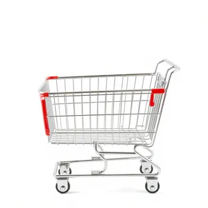 3D Supermarket Shopping Cart - Empty Metal Wheel Conveyance