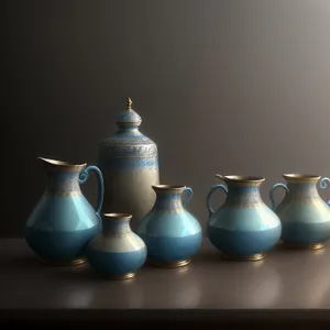 Porcelain tea cup and teapot