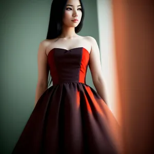 Sensational Elegance: Captivating Attractive Lady in Fashionable Dinner Dress