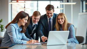 Professional Business Team Working Together at Office Desk