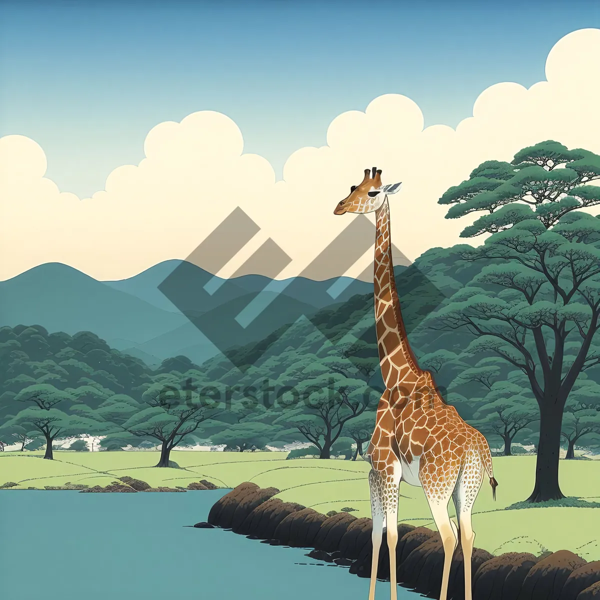 Picture of Tall Giraffe in African Safari Wildlife