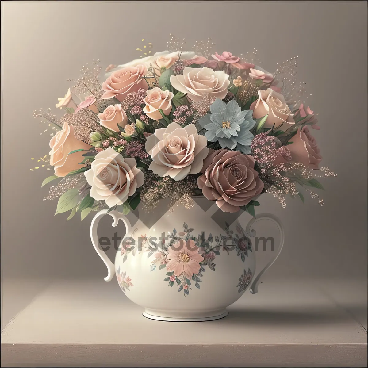 Picture of Winter Floral Ceramic Vase: Artistic Holiday Pottery