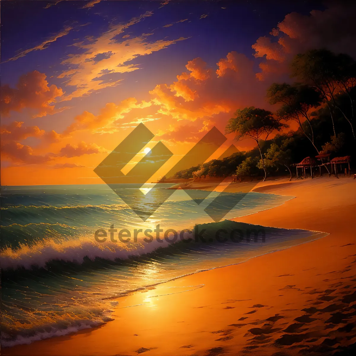 Picture of Serene Sunset over Sparkling Sea