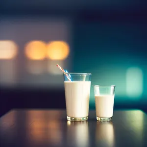 Cold Eggnog in Glass Mug with Candle