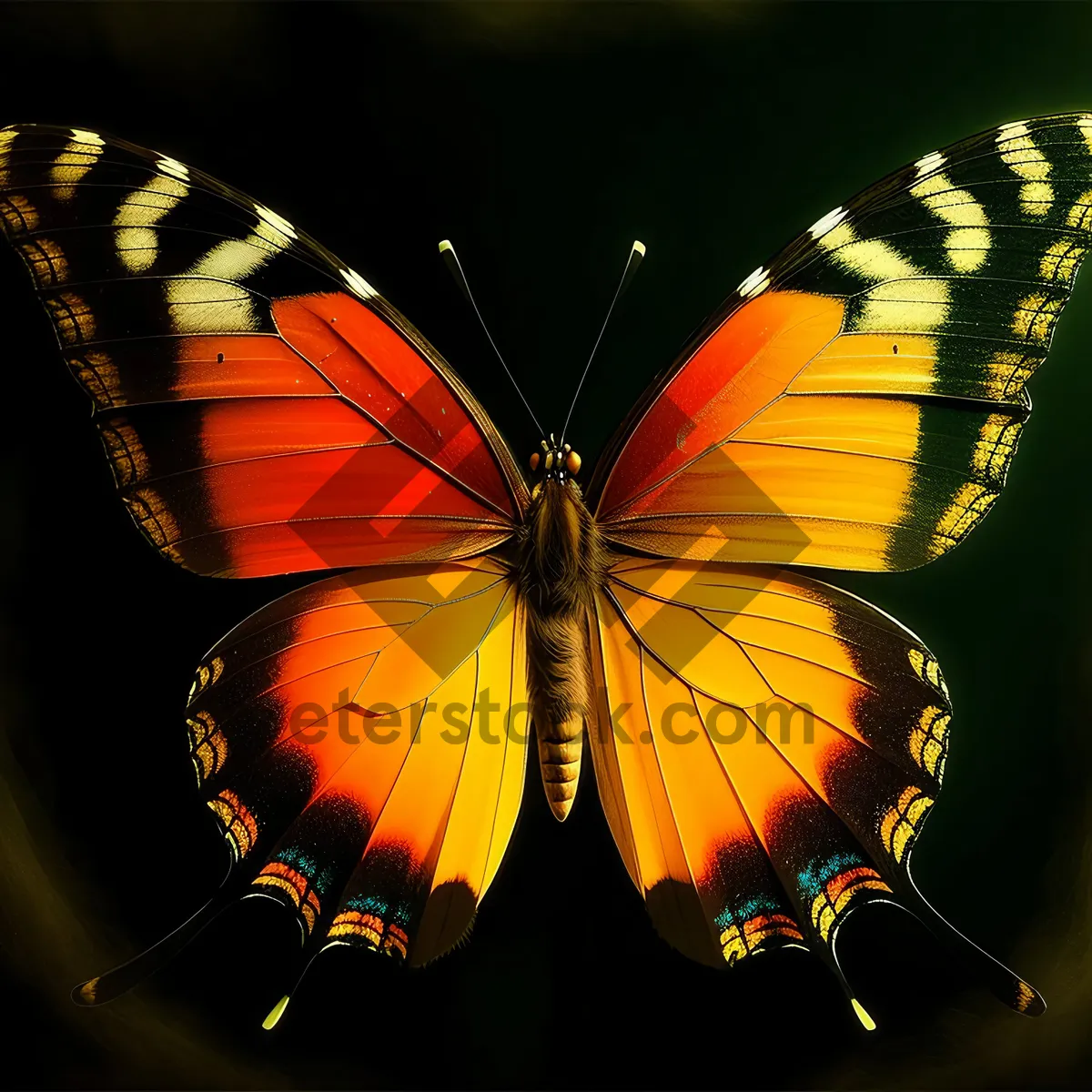Picture of Vibrant Butterfly Wing in Orange Summer Sky