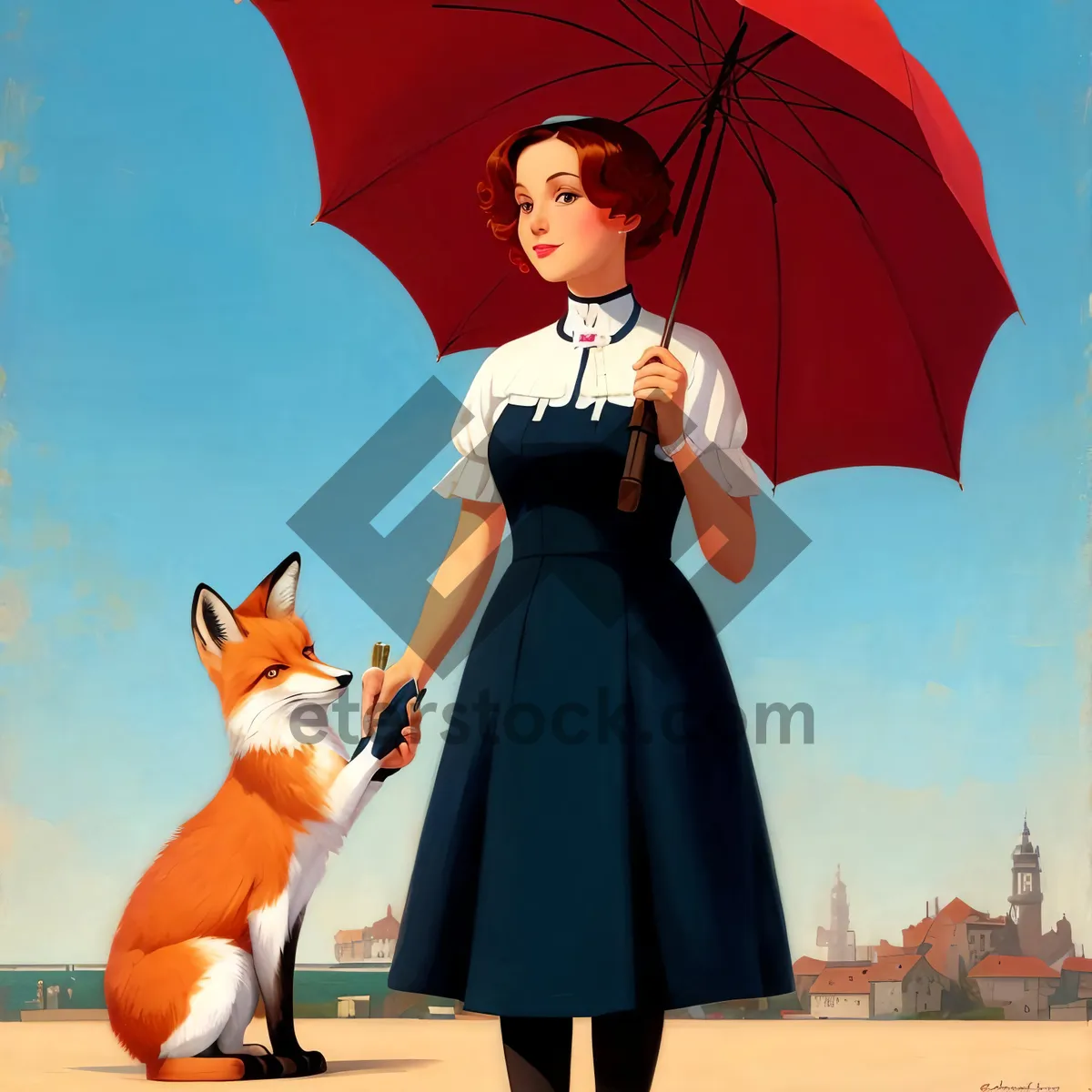 Picture of Rainy Fashion: Pretty Adult Holding Umbrella