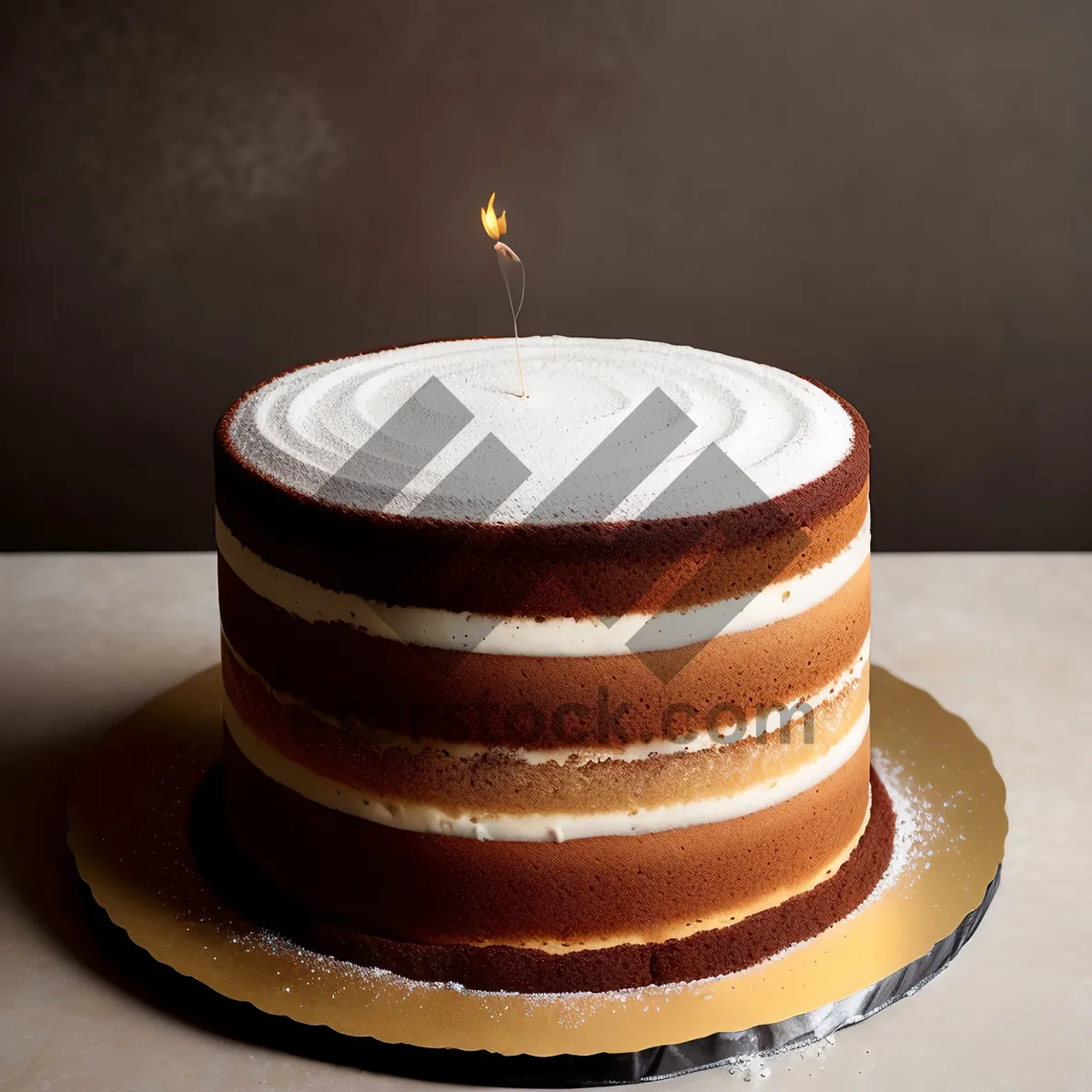 Picture of Delicious chocolate cake with coffee and candle