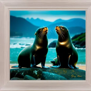 Marine Life on Arctic Beach: Sea Lion in Water