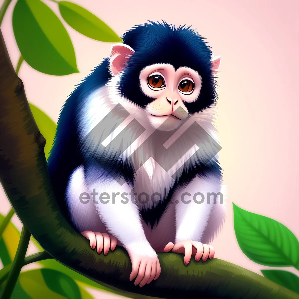 Picture of Cute cartoon monkey on a background.