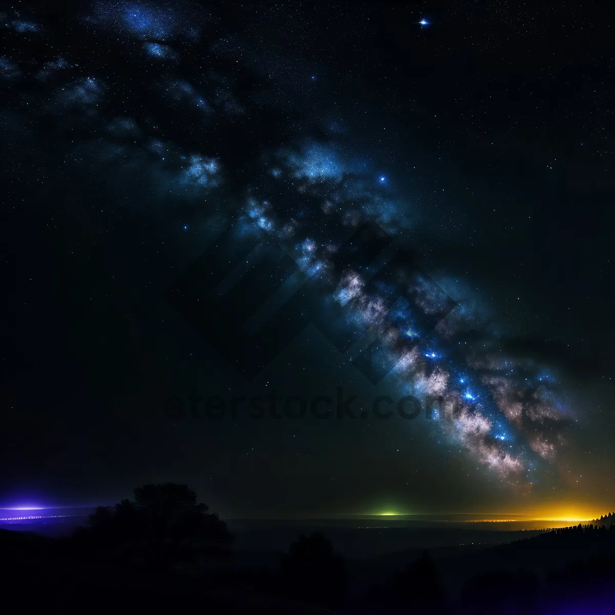 Picture of Starry Night Sky with Bright Moon and Stars