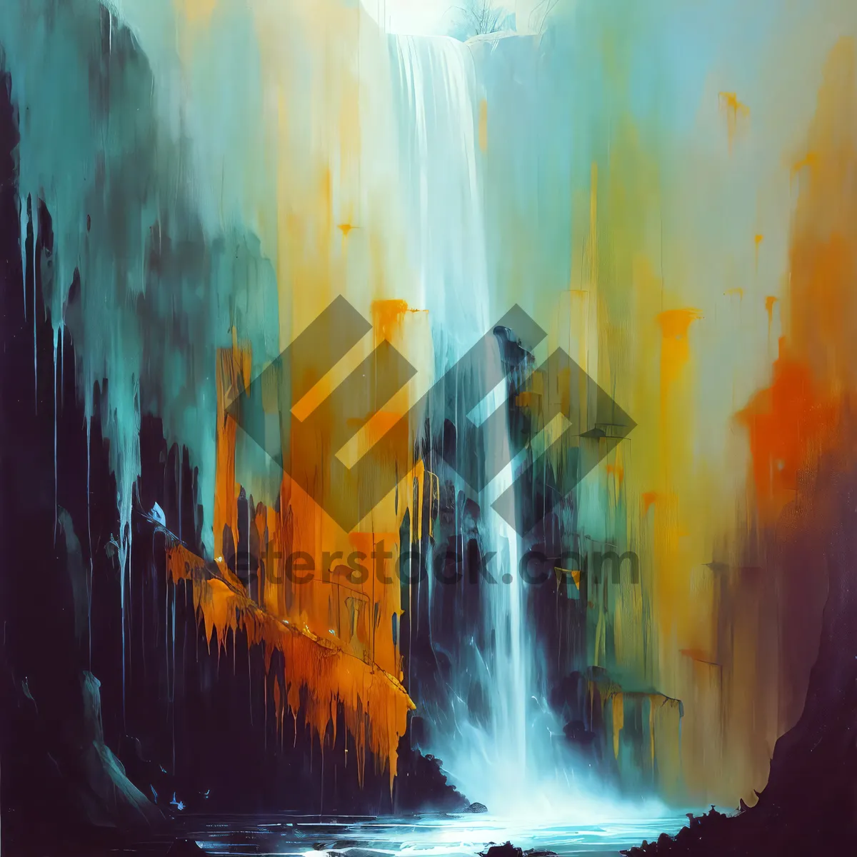 Picture of Captivating Waterfall: Fluid Motion of Colorful Acrylic Stream