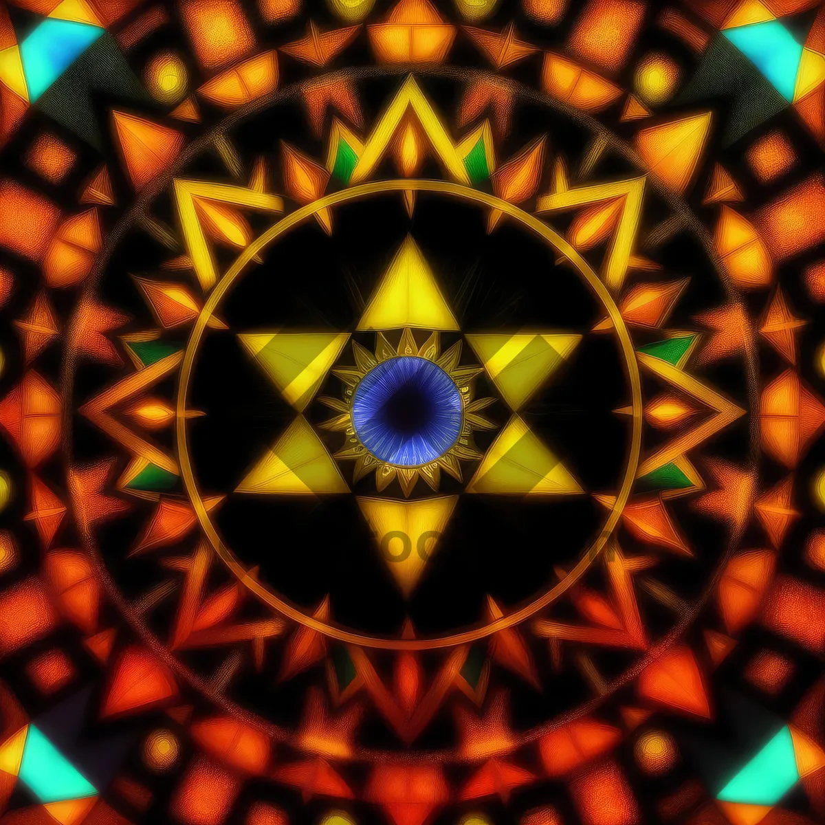 Picture of Colorful Mosaic Kaleidoscope Window Design